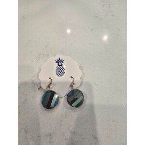 Round Abalone & Resin Dangle Earrings Made In India Lead & Nickel Compliant